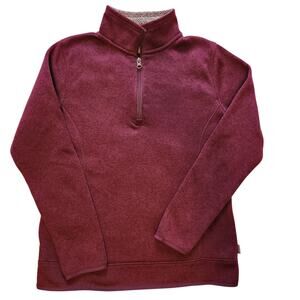 L.L. Bean Quarter Zip Mock Neck Fleece Pullover, Maroon, size M Women's